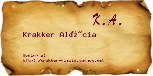 Krakker Alícia névjegykártya